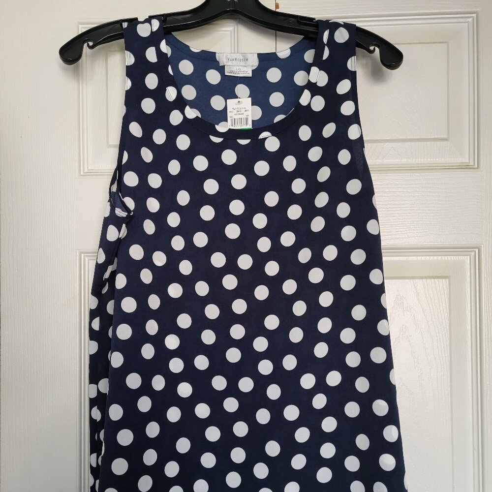 Van Heusen Polka Dot Tank Top, Large, NWT